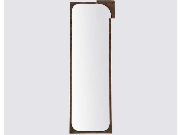 Miroir rectangulaire, industriel avec rivets effet rouille, l.40 x H.140 cm
