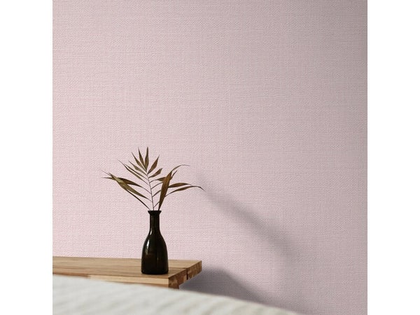 Papier peint vinyle textile nacré rose blush