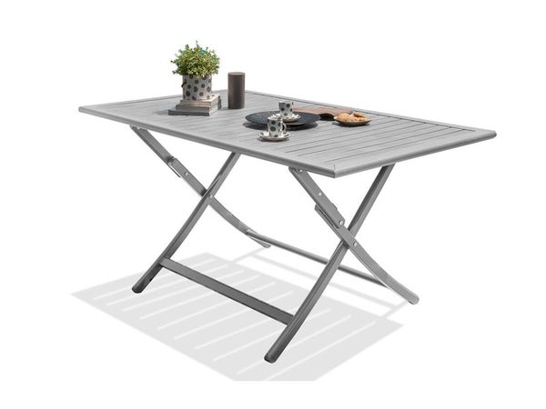 Table de jardin de repas DCB GARDEN Marius rectangulaire gris métal 4/6 pers