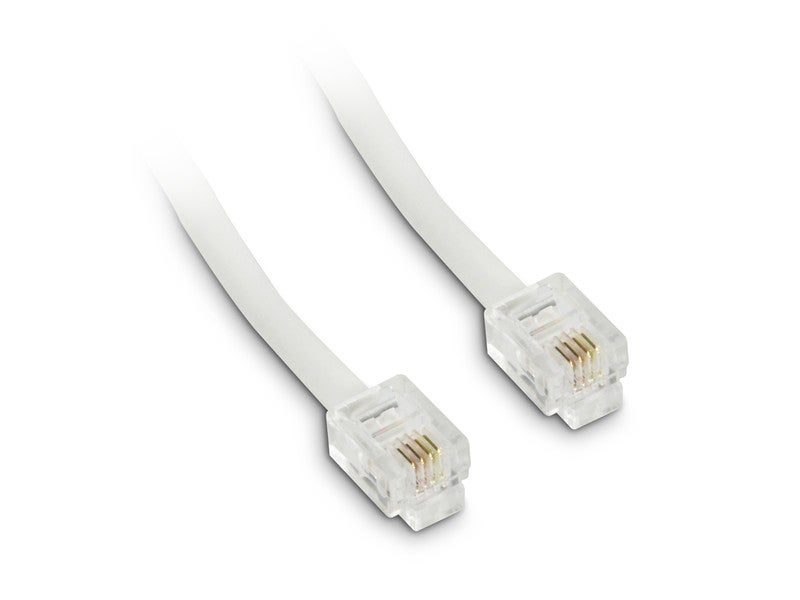 Câble Téléphonique RJ11 Plat - Longueur 8 Mètres - Blanc - Pour Prise Téléphonique Standard - 4