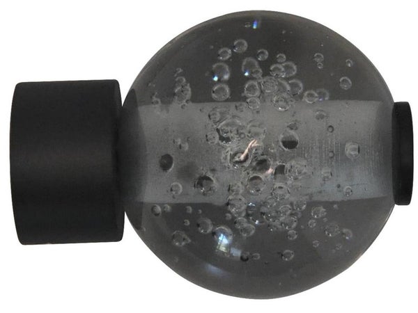 Embout Verre bulle, noir mat, pour tringle à rideau Diam.28 mm INSPIRE