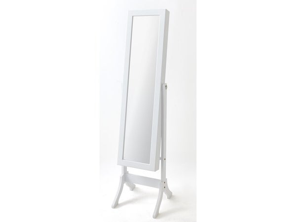 Miroir rectangulaire Psyche bijoux blanc, l.37 x H.145 cm