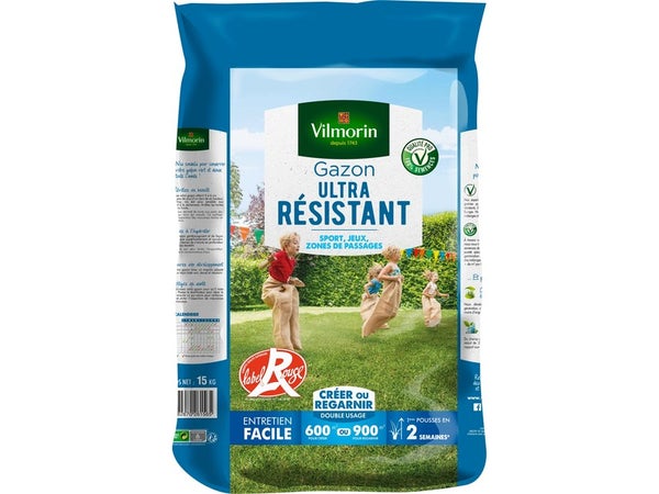 Gazon ultra resistant label R, VILMORIN, 15 kg 600 m²