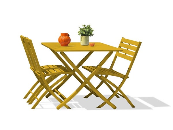 Table de jardin pliante DCB GARDEN Marius rectangulaire jaune / doré 4 personnes 