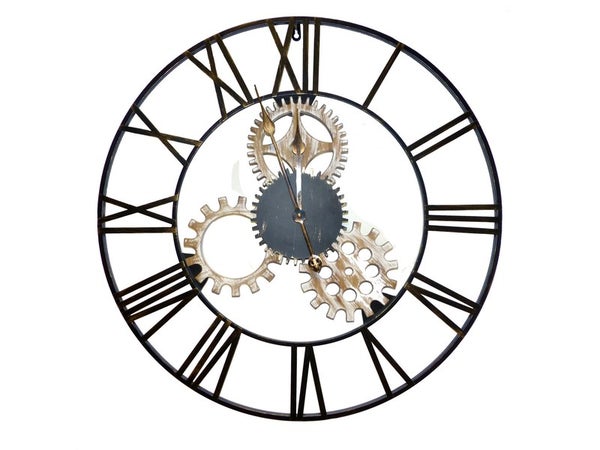 Horloge metal Engrenage noir Diam.70 cm