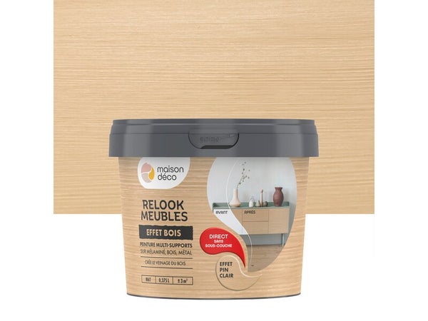 Peinture pour meuble Relook MAISON DECO effet pin clair mat 0.375 L