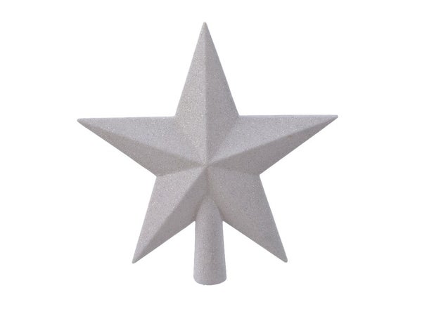 Cimier étoile de noël plastique 19cm blanc paillette