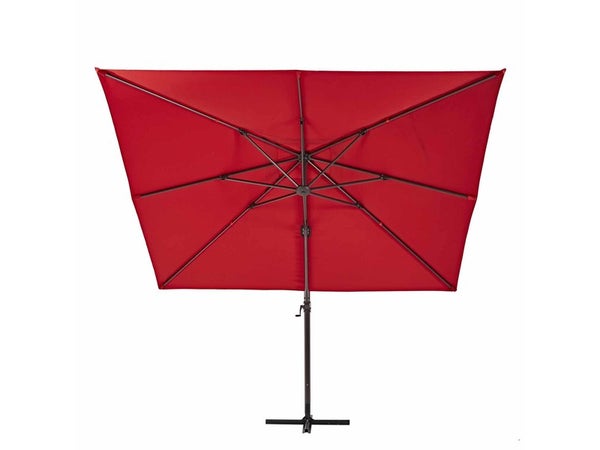 Parasol déporté NATERIAL Aura rouge carré, L.286 x l.286 cm