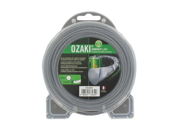 Coque fil en nylon ondulé rond, OZAKI ENERGY LINE, L.15 m, diam. 1.60 mm