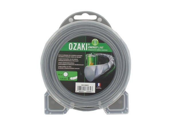 Coque fil en nylon ondulé rond, OZAKI ENERGY LINE, L.15 m, diam. 2.4 mm