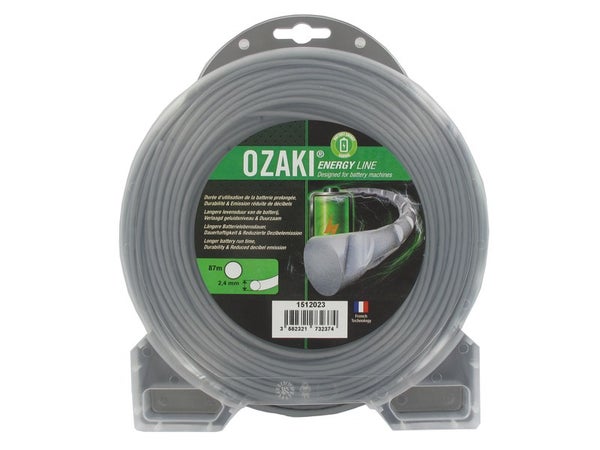 Coque fil en nylon ondulé rond, OZAKI ENERGY LINE, L.87 m, diam. 2.4 mm