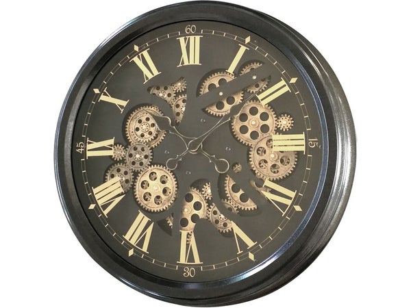 Horloge métal mécanisme doré 52.5 cm