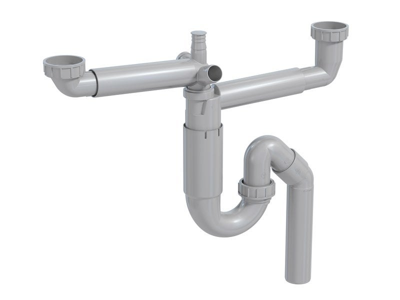 Flexible D'évier Gain De Place 2 Voies PP Blanc