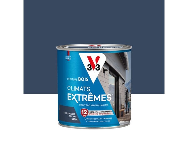 Peinture extérieure bois Climats extrêmes V33 bleu hoggar satiné 0.5L