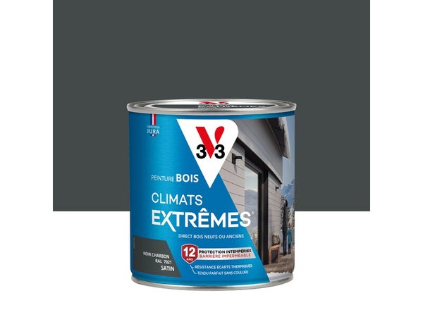 Peinture extérieure bois Climats extrêmes V33 noir charbon satiné 0.5L