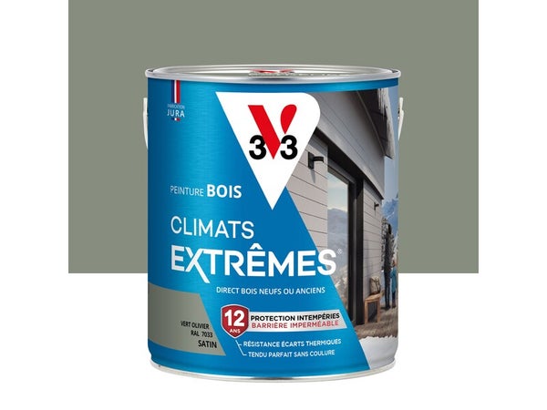 Peinture extérieure bois Climats extrêmes V33 vert olivier satiné 2.5L