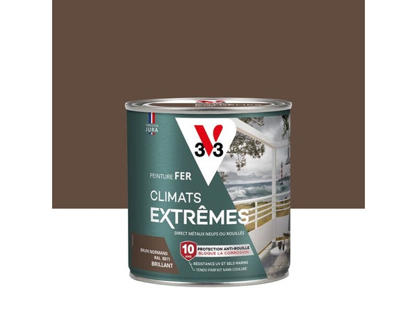 Peinture extérieure fer Climats extrêmes V33 brun normand brillant 0.5L