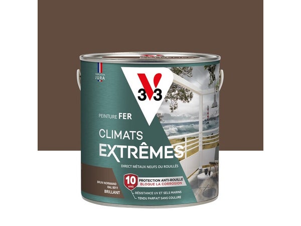 Peinture extérieure fer Climats extrêmes V33 brun normand brillant 2L