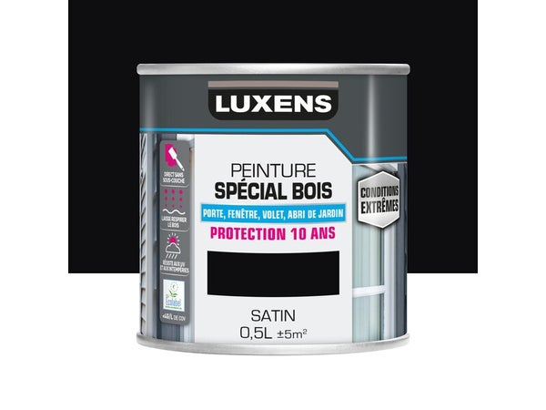 Peinture exterieure bois, mdf, osb Conditions extremes LUXENS noir satine 0.5l