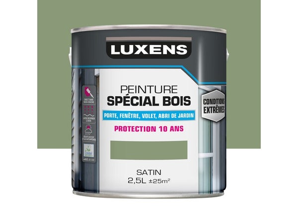 Peinture exterieure bois, mdf, osb Conditions extremes LUXENS vert provence sati