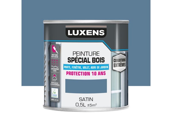 Peinture exterieure bois, mdf, osb Conditions extremes LUXENS bleu provence sati