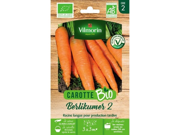 Graines de potager carotte berlikumer 2 bio VILMORIN 3 g