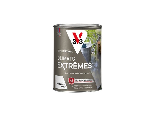 Vernis Metaux exterieur climats extrêmes V33, incolore mat 0.25L