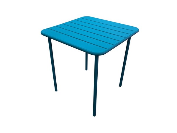 Table de jardin Café carrée bleu en acier 4 personnes