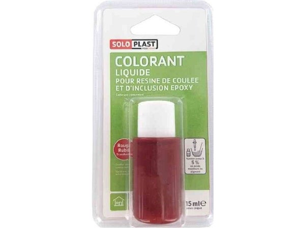 Colorant pour résine époxy en poudre Soloplast 15ml rouge rubis transparent