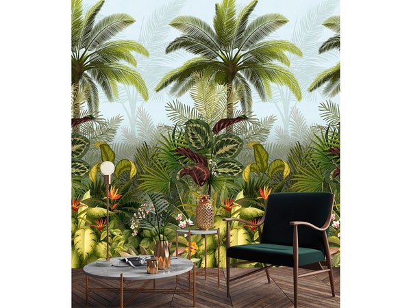 Papier peint panoramique Jungle vert l.159 x H.280 cm