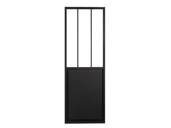 Porte coulissante Atelier en alu noir verre transparent, H.204 x l.73 cm, ARTENS