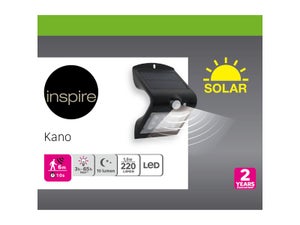 Applique solaire avec détecteur de mouvement Kano 220 Lumens noir INSPIRE