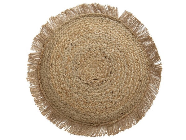 Coussin Jute frange, naturel l.40 x H.40 cm