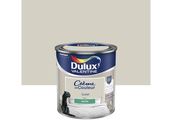 Peinture mur, boiserie crème de couleur DULUX VALENTINE galet satiné 0.5L