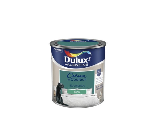 Peinture mur, boiserie crème de couleur DULUX VALENTINE eucalyptus satiné 0.5L