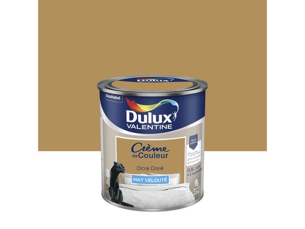 Peinture mur, boiserie crème de couleur DULUX VALENTINE ocre dore mat 0.5L