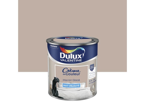 Peinture mur, boiserie crème de couleur DULUX VALENTINE marron glacé mat 0.5L