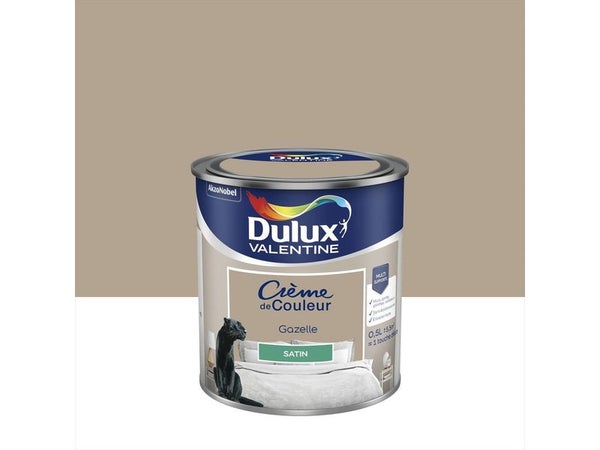 Peinture mur, boiserie crème de couleur DULUX VALENTINE gazelle satiné 0.5L