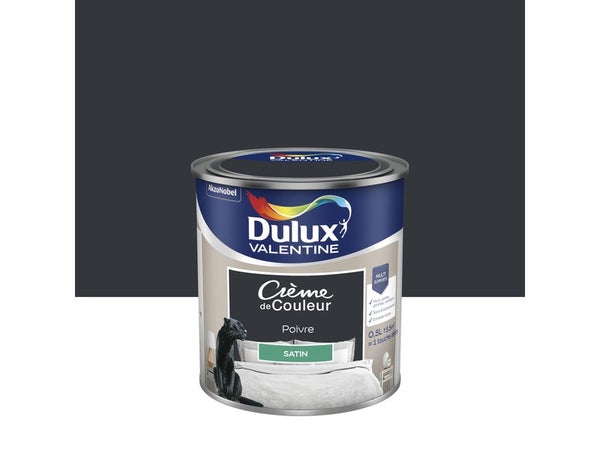 Peinture mur, boiserie crème de couleur DULUX VALENTINE poivre satiné 0.5L