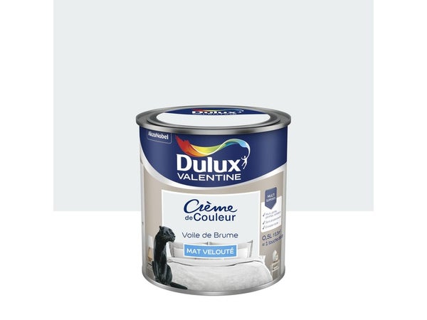 Peinture mur, boiserie Crème de couleur DULUX VALENTINE voile de brume mat 0.5 L