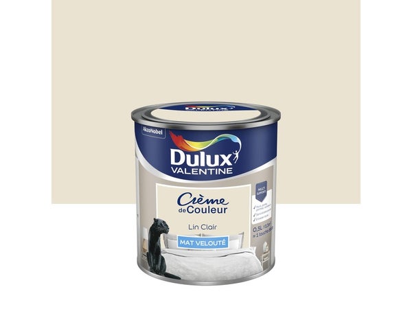 Peinture mur, boiserie crème de couleur DULUX VALENTINE lin clair mat 0.5L