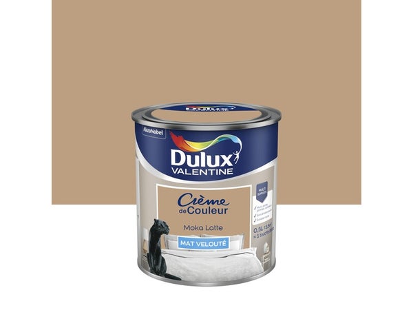 Peinture mur, boiserie crème de couleur DULUX VALENTINE mokaLatte mat 0.5L