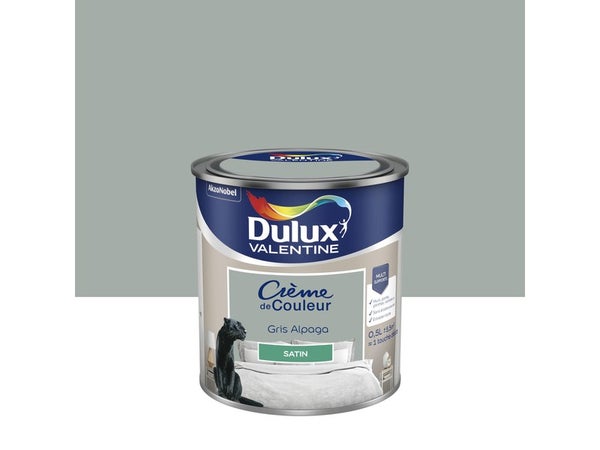 Peinture mur, boiserie crème de couleur DULUX VALENTINE gris alpaga satiné 0.5L