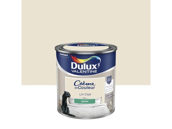 Peinture mur, boiserie crème de couleur DULUX VALENTINE lin clair satiné 0.5L
