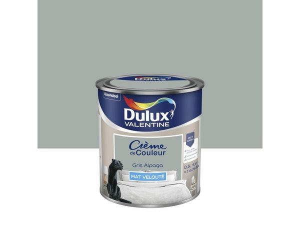 Peinture mur, boiserie crème de couleur DULUX VALENTINE gris alpaga mat 0.5L