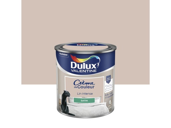 Peinture mur, boiserie crème de couleur DULUX VALENTINE lin intense satiné 0.5L