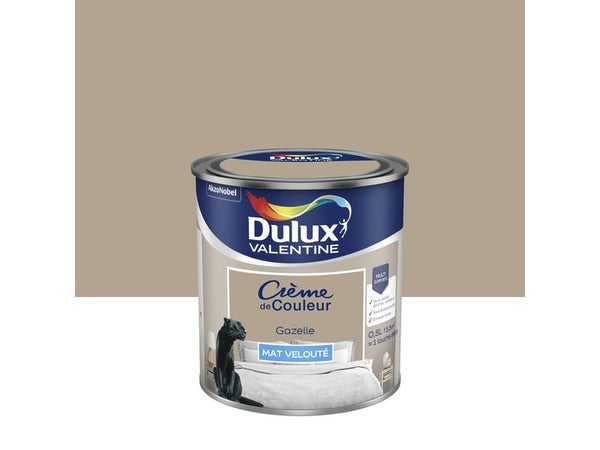 Peinture mur, boiserie crème de couleur DULUX VALENTINE gazelle mat 0.5L