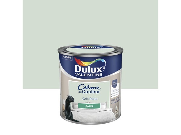 Peinture mur, boiserie crème de couleur DULUX VALENTINE gris perle satiné 0.5L