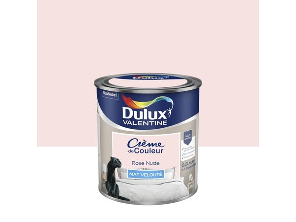 Peinture mur, boiserie Crème de couleur DULUX VALENTINE rose nude mat 0.5 L