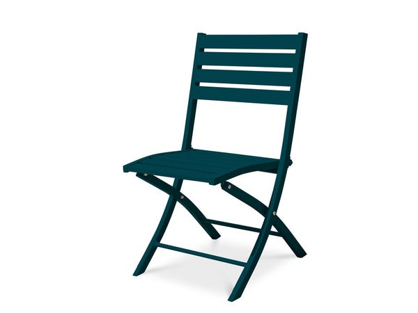 Chaise pliante de jardin en aluminium Marius bleu canard